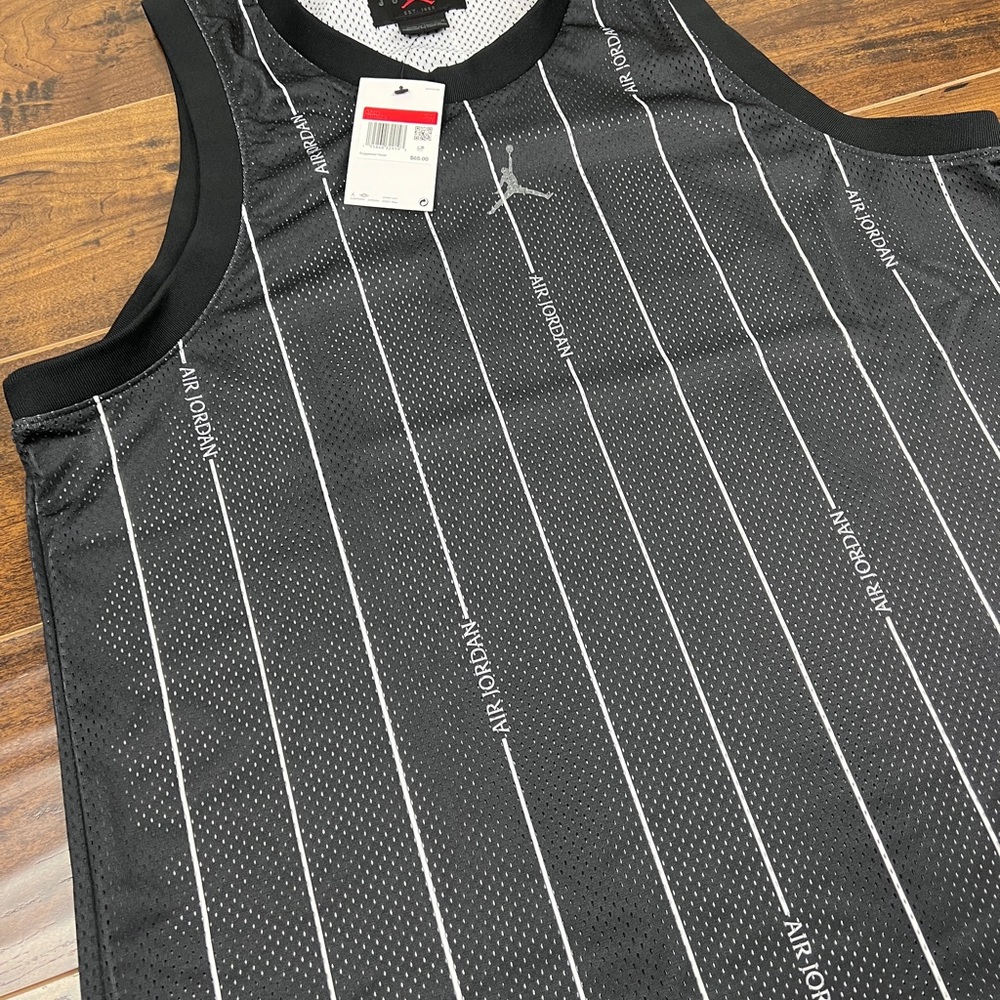 NIKE JORDAN ESSENTIALS AOP TANK JERSEY SHIRT MENS BLACK NEW DM1380-010 - Picture 2 of 7